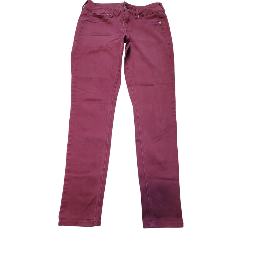 Maurices Womens Skinny Jeans Pink Burgundy Size S-R Low Rise Stretch